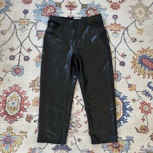 Abercrombie & Fitch Vegan Leather Black The Ankle Straight Ultra High Rise Pant